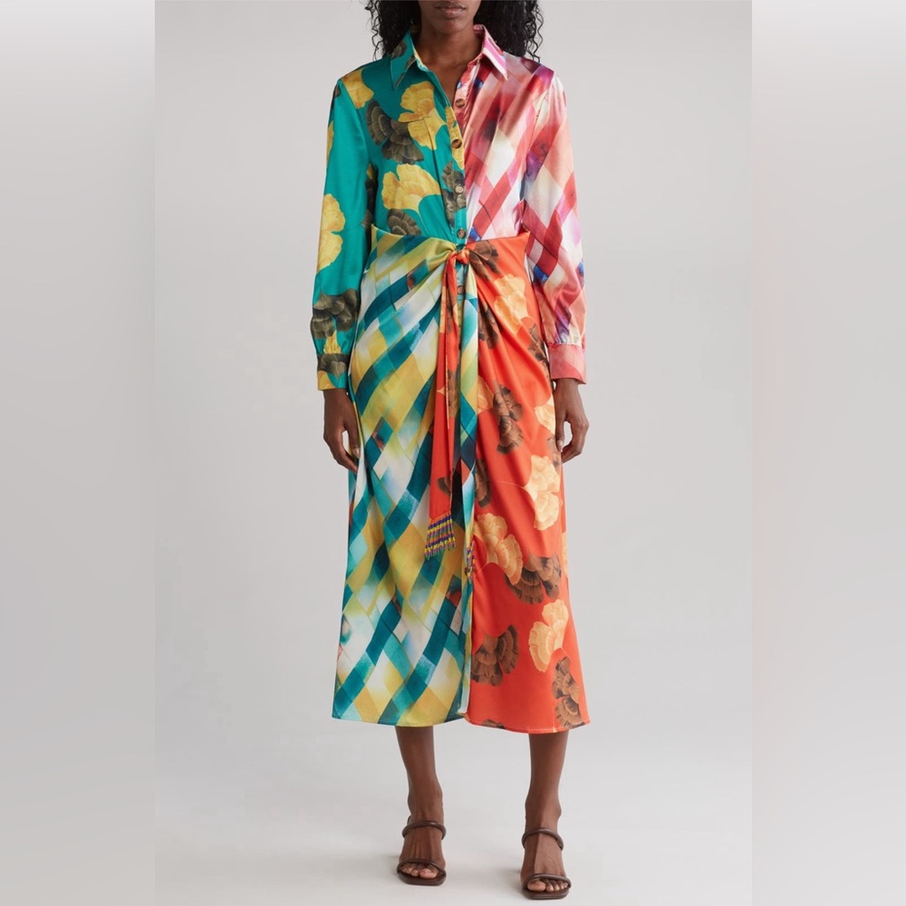 Stitchdrop Trinidad Mix Print Long Sleeve Dress